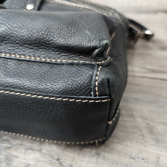 Fossil Vintage Pebble Leather Pocket Moto Black Messenger Shoulder Crossbody Bag - Picture 11 of 15